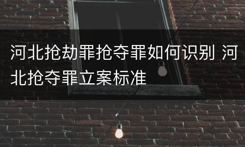 河北抢劫罪抢夺罪如何识别 河北抢夺罪立案标准