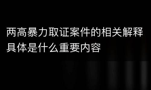 两高暴力取证案件的相关解释具体是什么重要内容