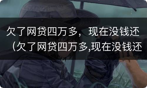 欠了网贷四万多，现在没钱还（欠了网贷四万多,现在没钱还怎么办）