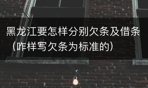黑龙江要怎样分别欠条及借条（咋样写欠条为标准的）
