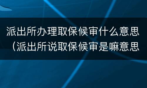 派出所办理取保候审什么意思（派出所说取保候审是嘛意思）