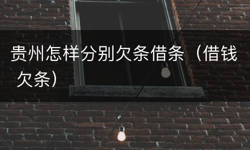 贵州怎样分别欠条借条（借钱 欠条）