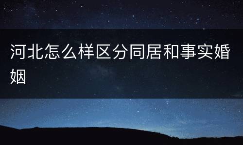 河北怎么样区分同居和事实婚姻