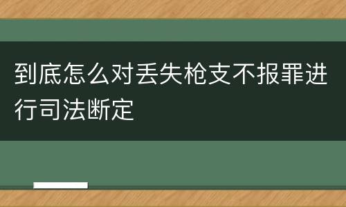 到底怎么对丢失枪支不报罪进行司法断定