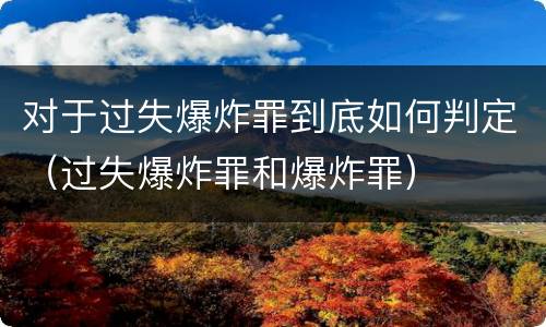 对于过失爆炸罪到底如何判定(过失爆炸罪和爆炸罪)