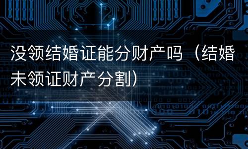 没领结婚证能分财产吗（结婚未领证财产分割）