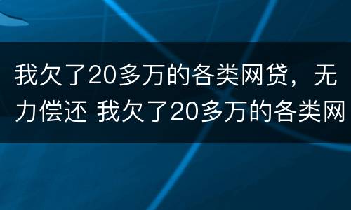 我欠了20多万的各类网贷，无力偿还 我欠了20多万的各类网贷,无力偿还怎么办