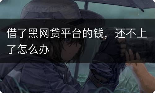借了黑网贷平台的钱，还不上了怎么办