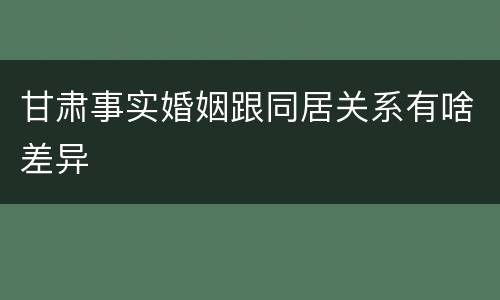 甘肃事实婚姻跟同居关系有啥差异