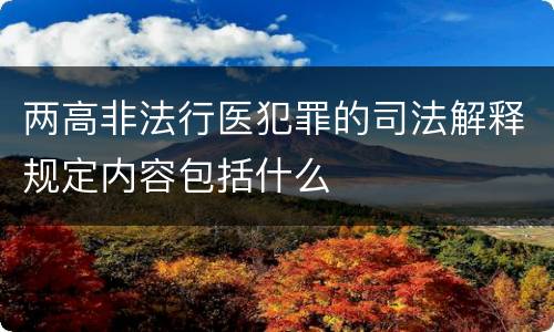 两高非法行医犯罪的司法解释规定内容包括什么