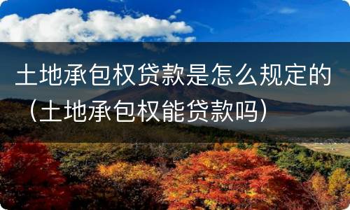 土地承包权贷款是怎么规定的（土地承包权能贷款吗）