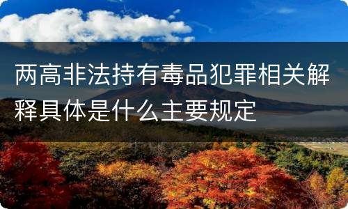两高非法持有毒品犯罪相关解释具体是什么主要规定