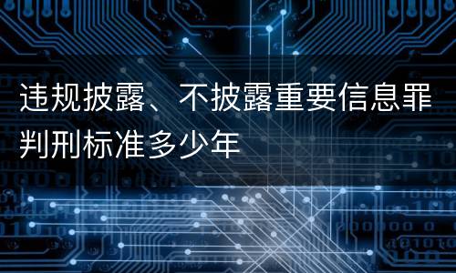 违规披露、不披露重要信息罪判刑标准多少年