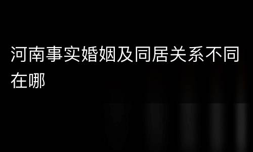 河南事实婚姻及同居关系不同在哪