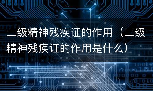 二级精神残疾证的作用（二级精神残疾证的作用是什么）