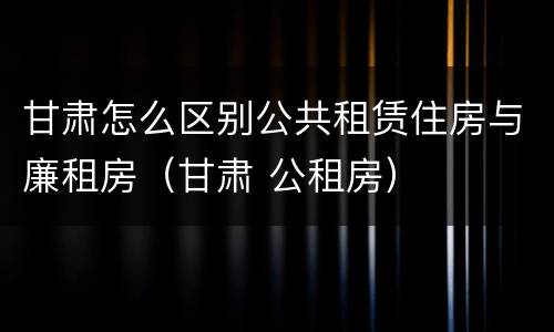 甘肃怎么区别公共租赁住房与廉租房（甘肃 公租房）