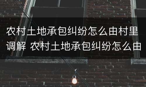 农村土地承包纠纷怎么由村里调解 农村土地承包纠纷怎么由村里调解呢