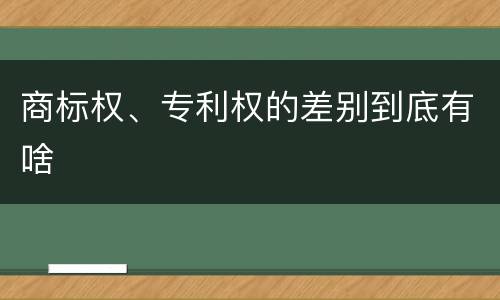 商标权、专利权的差别到底有啥