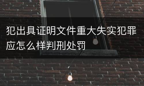 犯出具证明文件重大失实犯罪应怎么样判刑处罚
