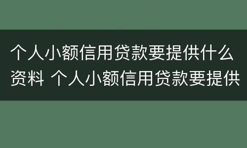 个人小额信用贷款要提供什么资料 个人小额信用贷款要提供什么资料和手续