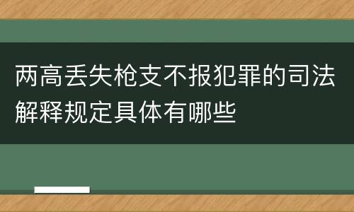 两高丢失枪支不报犯罪的司法解释规定具体有哪些