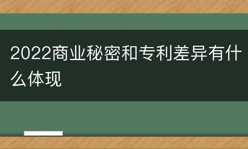 2022商业秘密和专利差异有什么体现