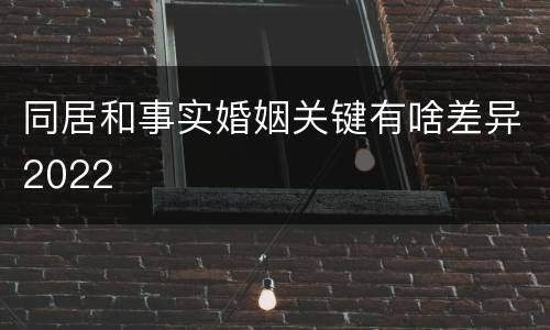同居和事实婚姻关键有啥差异2022