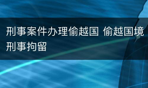刑事案件办理偷越国 偷越国境刑事拘留