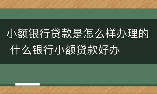 小额银行贷款是怎么样办理的 什么银行小额贷款好办
