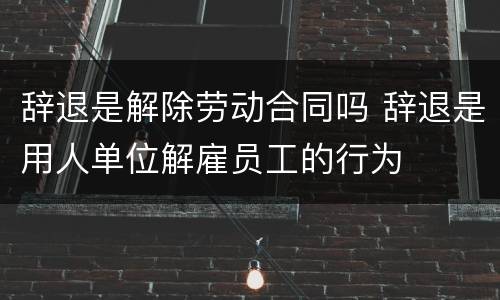 辞退是解除劳动合同吗 辞退是用人单位解雇员工的行为