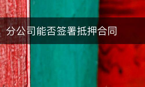 分公司能否签署抵押合同