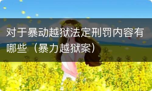 对于暴动越狱法定刑罚内容有哪些（暴力越狱案）