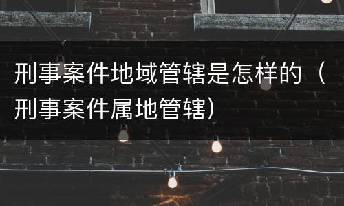 刑事案件地域管辖是怎样的（刑事案件属地管辖）