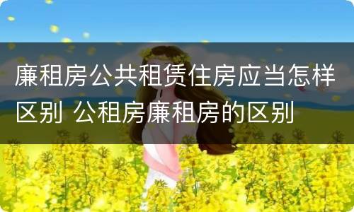 廉租房公共租赁住房应当怎样区别 公租房廉租房的区别