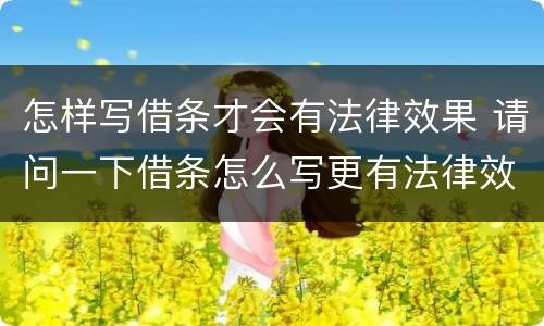 怎样写借条才会有法律效果 请问一下借条怎么写更有法律效果