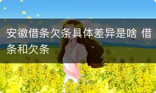 安徽借条欠条具体差异是啥 借条和欠条