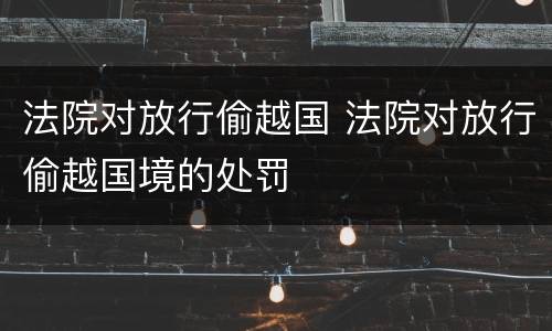 法院对放行偷越国 法院对放行偷越国境的处罚