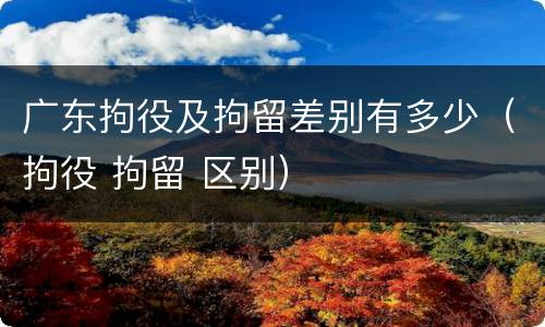 广东拘役及拘留差别有多少（拘役 拘留 区别）