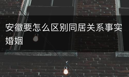 安徽要怎么区别同居关系事实婚姻