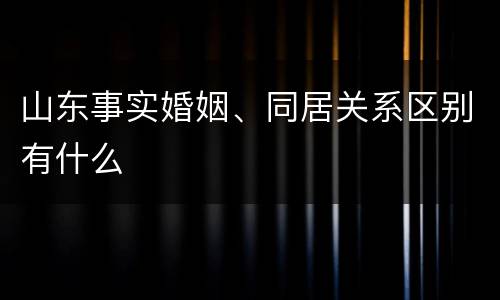 山东事实婚姻、同居关系区别有什么