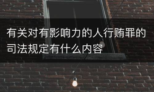 有关对有影响力的人行贿罪的司法规定有什么内容