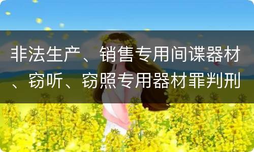 非法生产、销售专用间谍器材、窃听、窃照专用器材罪判刑标准细分
