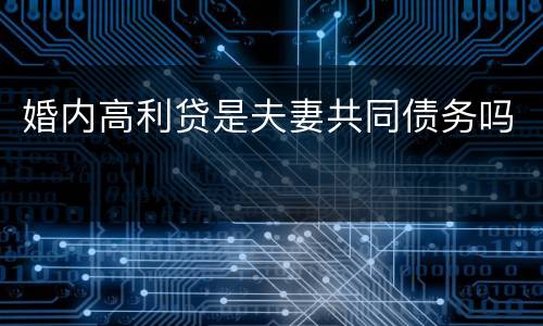婚内高利贷是夫妻共同债务吗