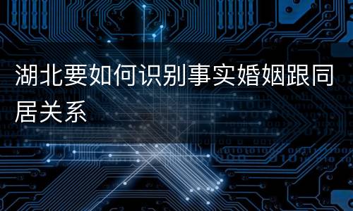 湖北要如何识别事实婚姻跟同居关系
