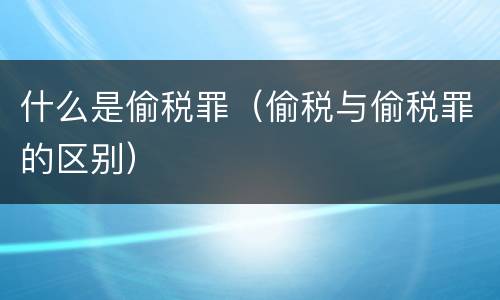 什么是偷税罪（偷税与偷税罪的区别）