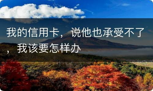 我的信用卡，说他也承受不了，我该要怎样办