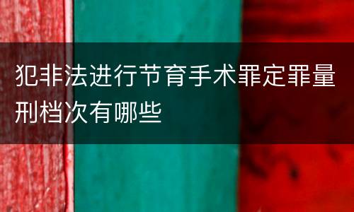 犯非法进行节育手术罪定罪量刑档次有哪些