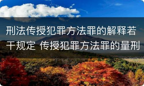 刑法传授犯罪方法罪的解释若干规定 传授犯罪方法罪的量刑
