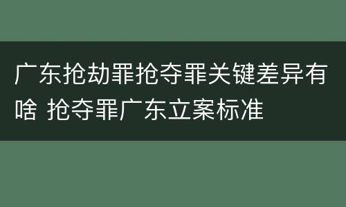 广东抢劫罪抢夺罪关键差异有啥 抢夺罪广东立案标准