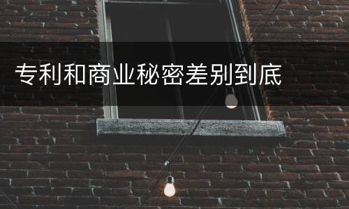 专利和商业秘密差别到底